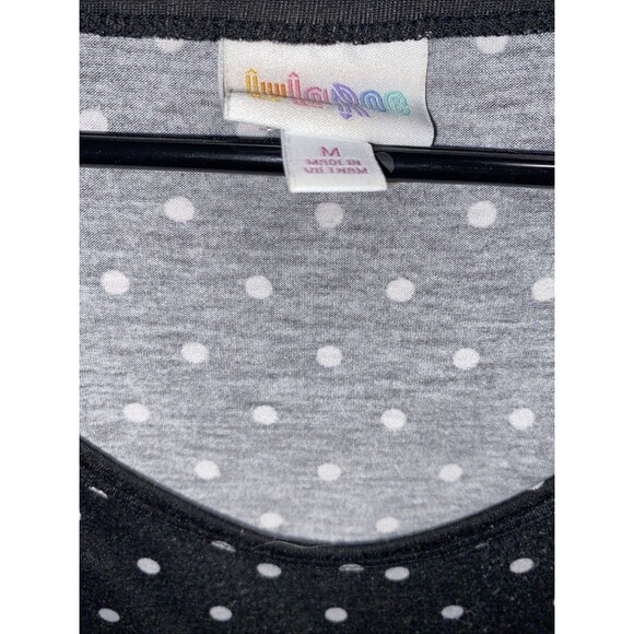 LuLaRoe Scoop Neck Black & White Polka Dots Fit & Flare Short Sleeve Tunic M - Picture 2 of 2